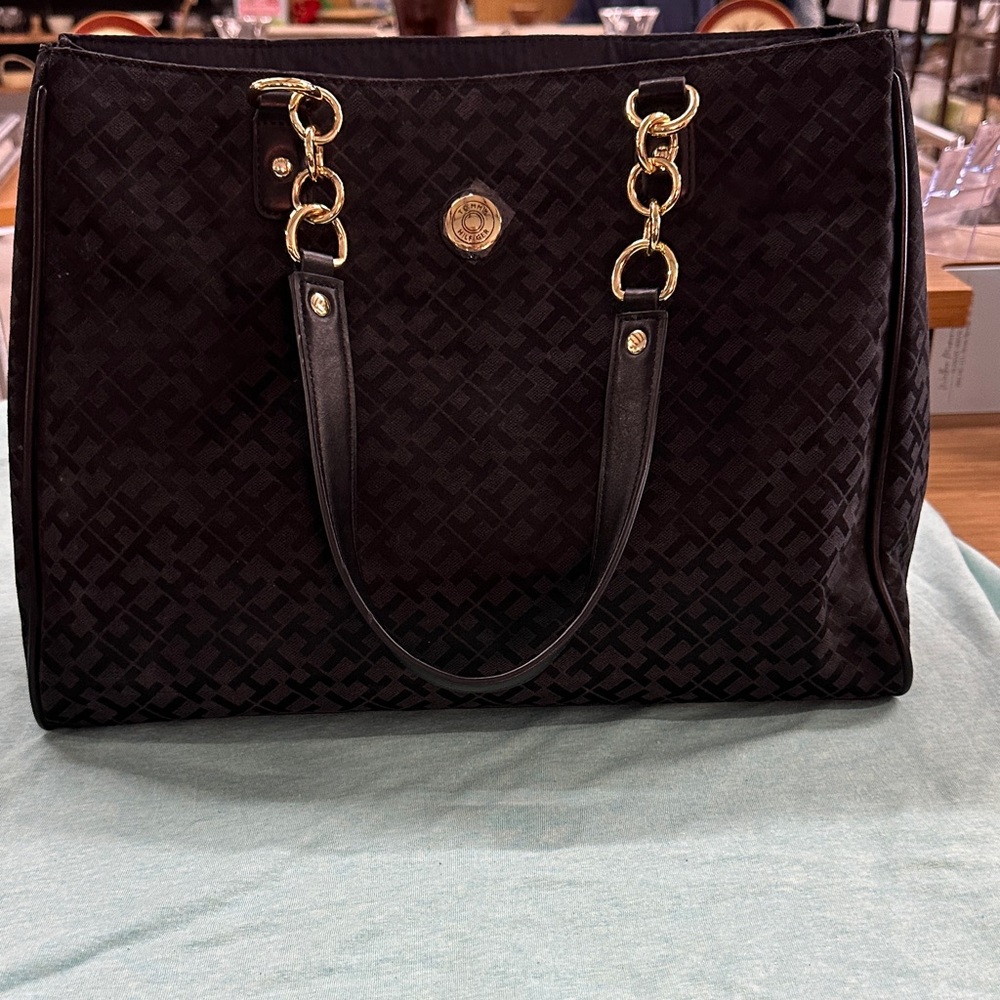 Tommy Hilfiger Black Tote with Gold Hardware